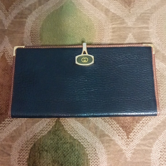 Gucci authentic vintage hinged women's long black leather wallet #030 … - Picture 5 of 17